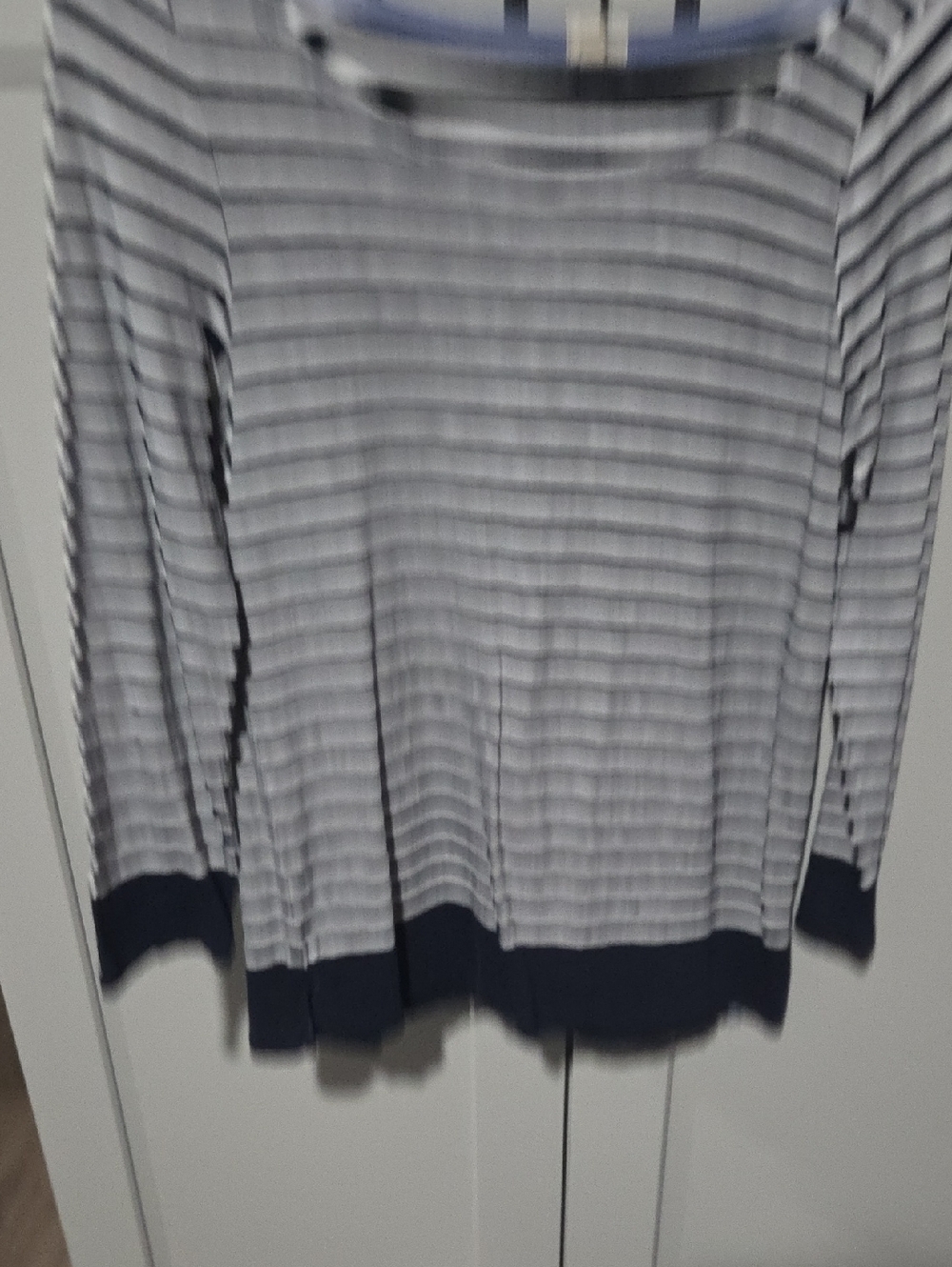 J. Crew Navy and White Striped Long-Sleeve Crewneck Top